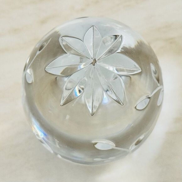 Egg Paperweight Hand Cut 24% Lead Crystal Polished Bottom  Vintage Hand Cut Polish Lead Crystal Egg Paperweight 24% PbO Floral Clear Poland